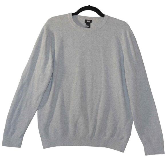 H&M Mens Size Large Ribbed Knit Sweater 100% Cotton Pullover Gray - Picture 1 of 9